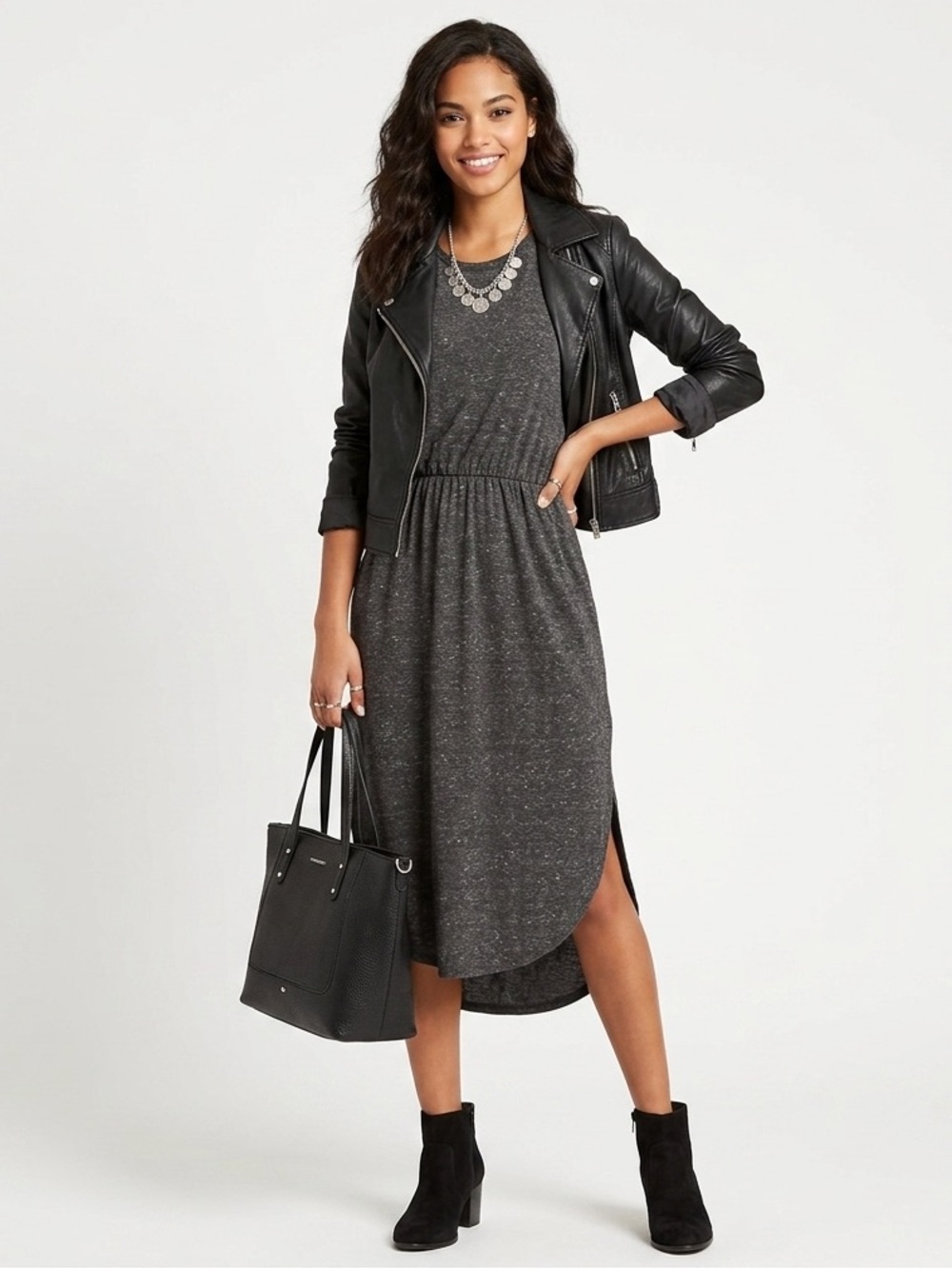 LA MIEL Charcoal Sleeveless Dress